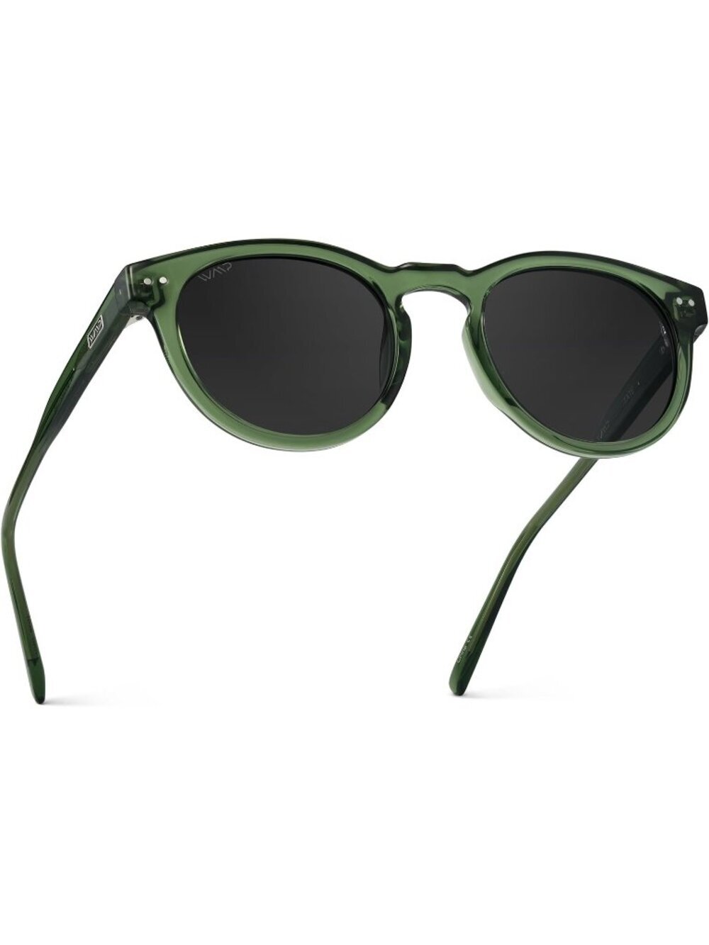 Women's Crystal Green Black Lens Glasses Round Polarized Retro Wear Protection